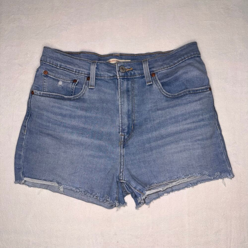 Light Blue Levis Distressed High Rise Short